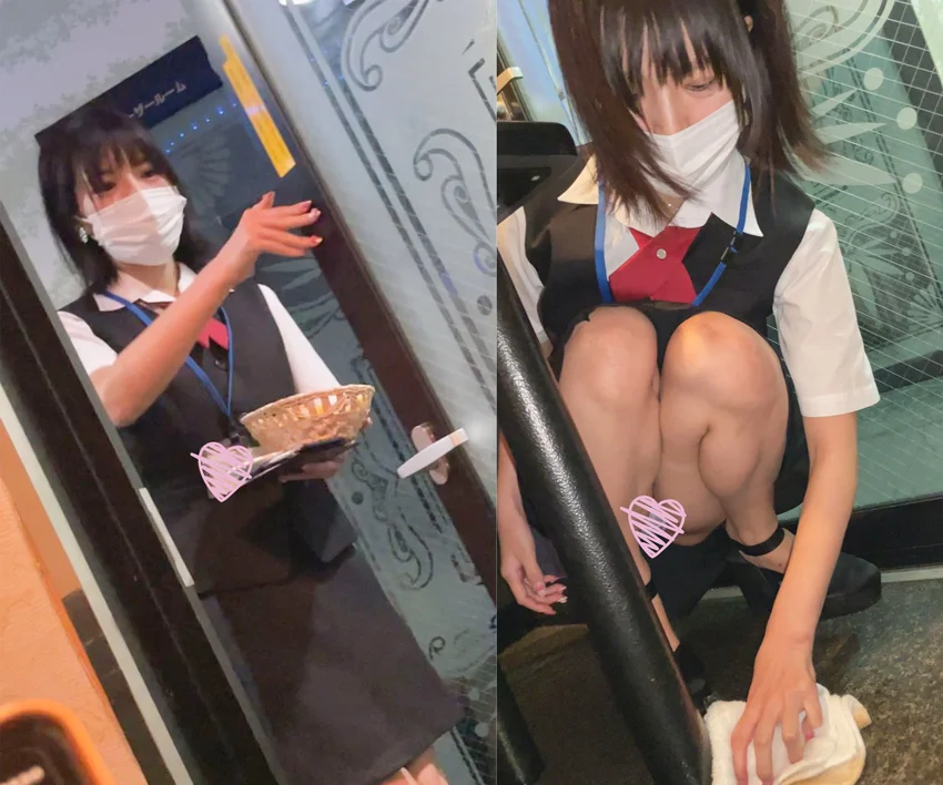 [カラオケ店員パンチラ#1]白Tバックのエロ下着