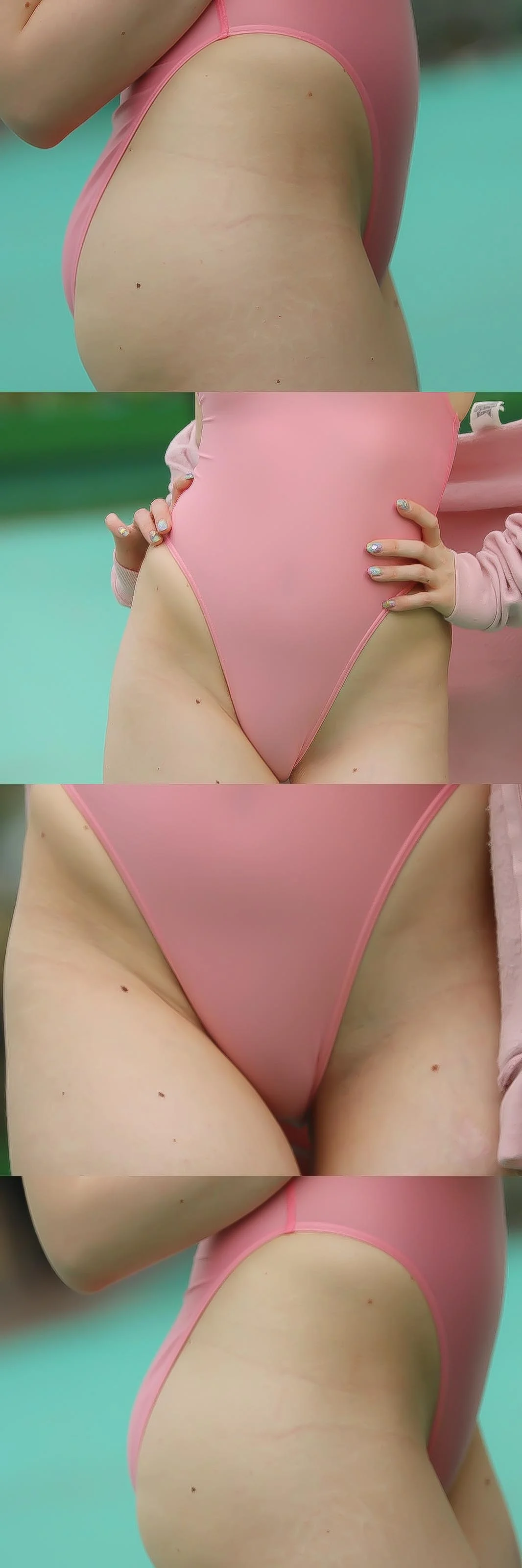 【写真】やわらかいムニムニ肌のヒップと股間がたまらない！むっちりスケベな桃色ハイレグP●ARFAITEな彼女　神盛り555枚！-3