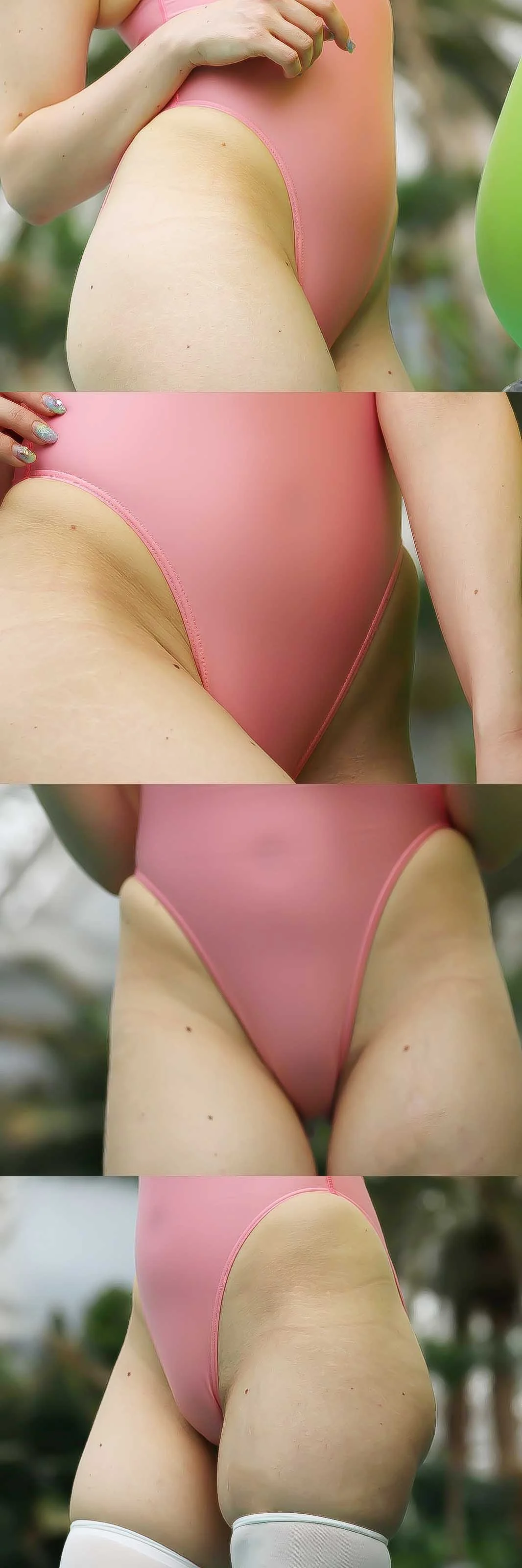 【写真】やわらかいムニムニ肌のヒップと股間がたまらない！むっちりスケベな桃色ハイレグP●ARFAITEな彼女　神盛り555枚！-6