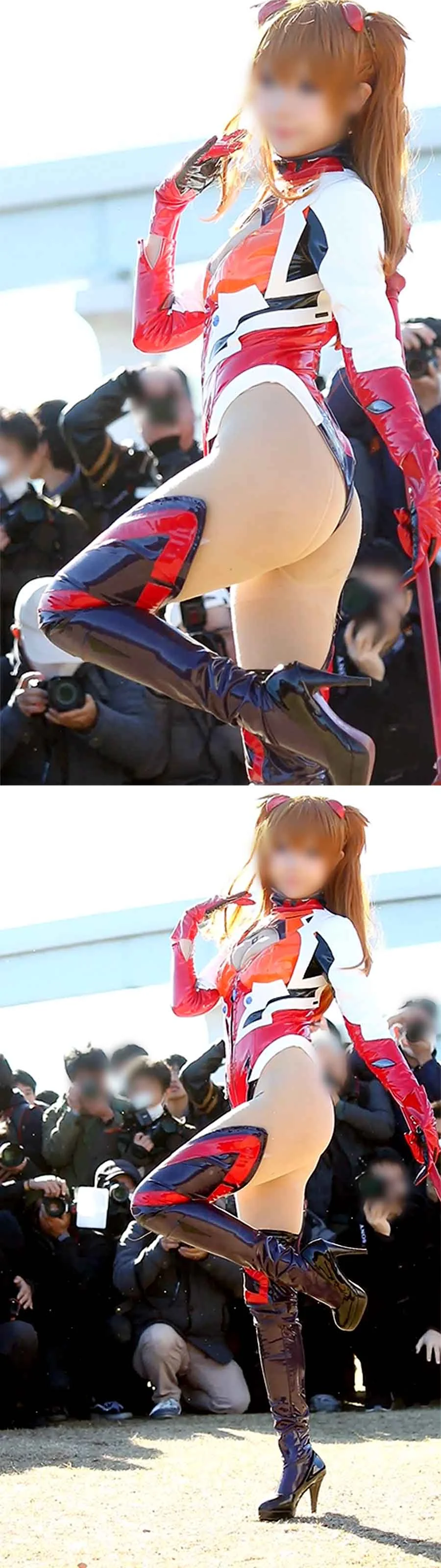 【フェチ動画】動く美少女コスプレイヤーのハイレグ！キュートなアスカ・ラングレー（EVA）の囲み撮影-2
