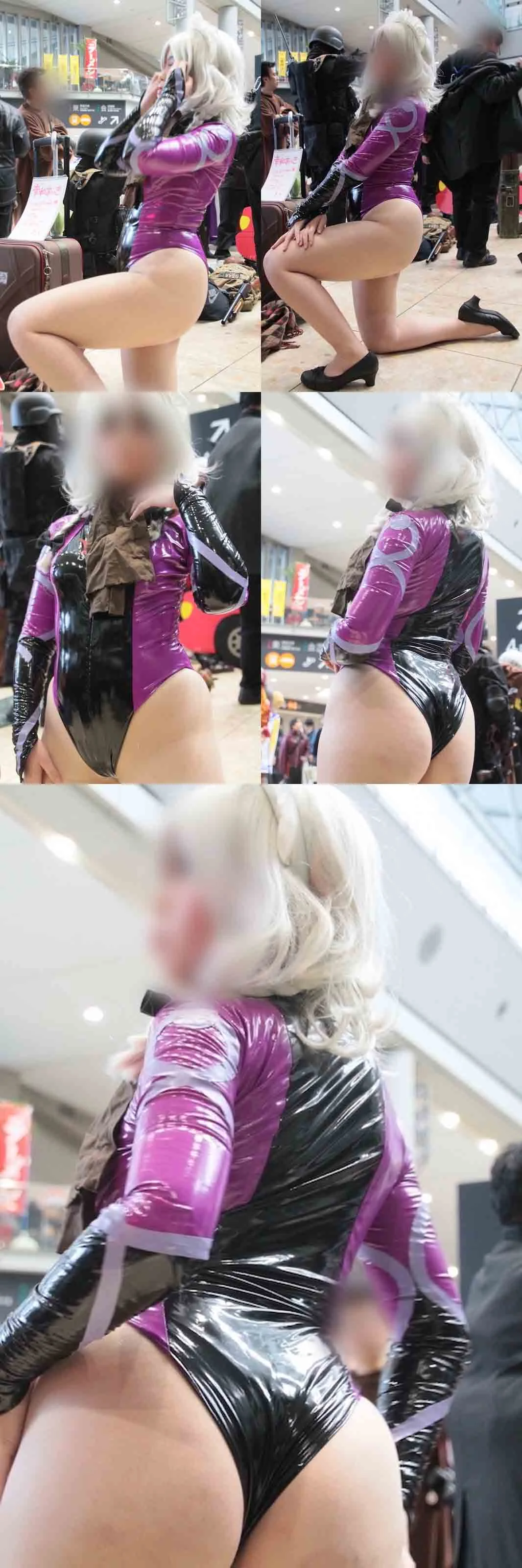 【写真】美白魅惑のムチムチヒップ！白ウィッグ美少女の紫エナメルレザーハイレグのコスプレイヤー　高画質190枚！-5