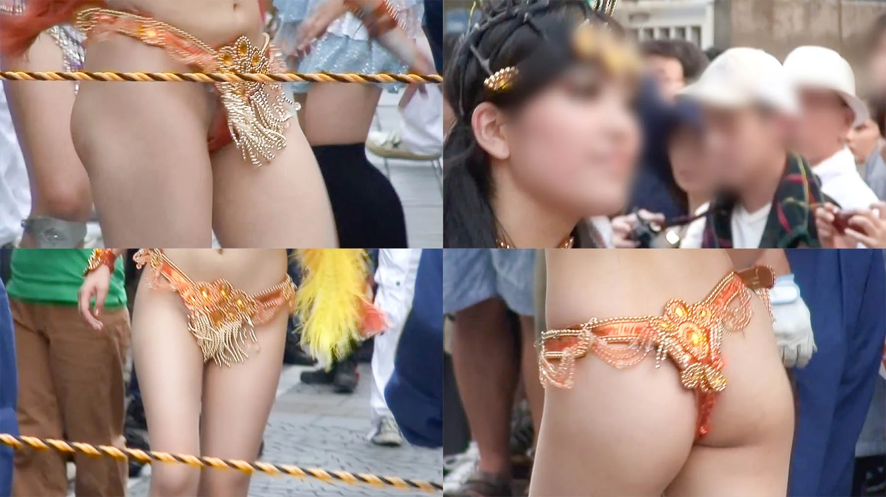 【フェチ動画】 たまらない色白ボリューム満点桃尻の長身黒髪の女子大生ほか商店街で乱舞するサンバダンサーチーム