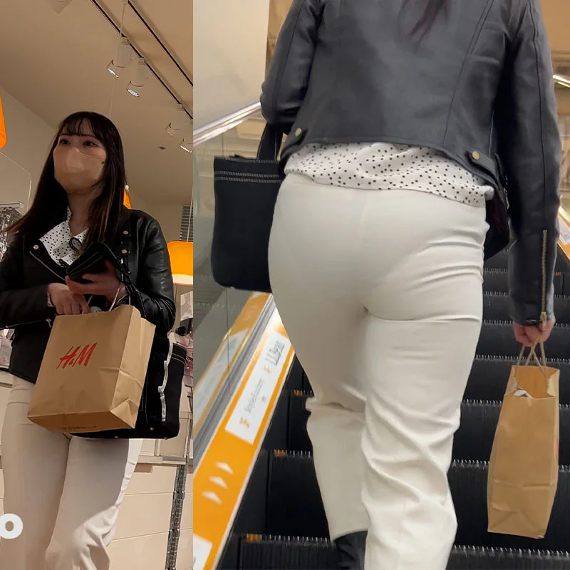 【4K】黒P透ける白パンお姉さん