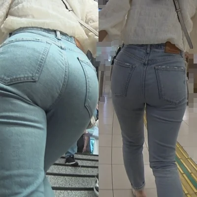 セクシーデニム32＊可愛いお尻で階段を上るスレンダー女子を粘着撮り-4