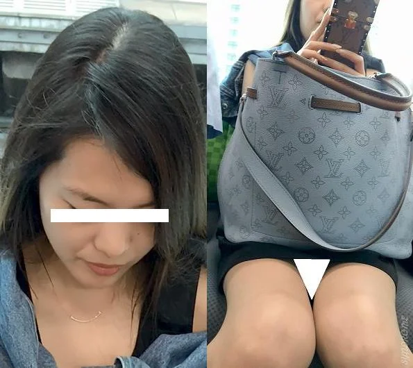 (電車対面）(顔出し)タイトミニなワンピをお召しになって…むき出しあんよをきゅっと閉じても…えちえち▼になっちゃうOLお姉さんを