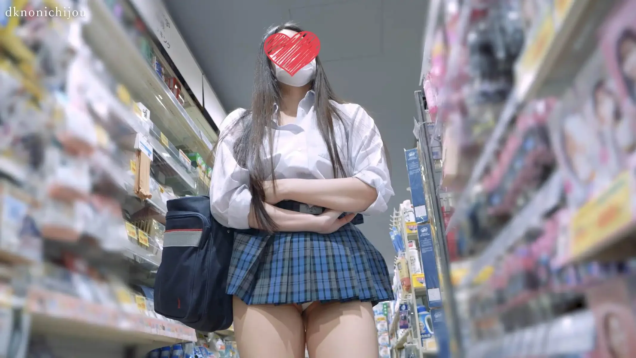 [4K]えちえちJK盗撮No.245#青チェ＃Tバック　みんな大好き神スタイルJKがフロント丸出し状態で再降臨！