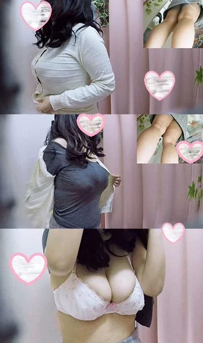 誰か助けて！ホックが閉まらないHカップ爆乳娘　僕のお店の試着室135-1